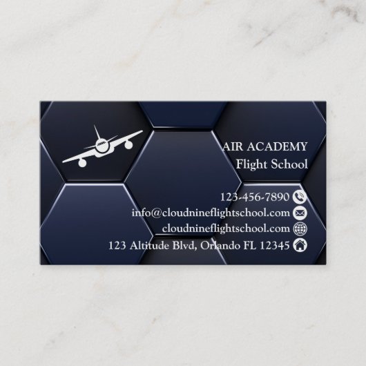 Flight Training Professional Modern Blue & White 名刺 (正面)