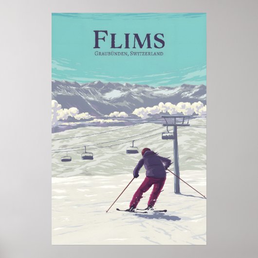 Flims Ski Resort Travel Poster ポスター (正面)