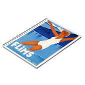 Flims Switzerland Vintage Travel Posterを復元 ノートブック (左側)