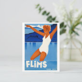 Flims Switzerland Vintage Travel Posterを復元 ポストカード (スタンド正面)