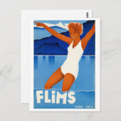 Flims Switzerland Vintage Travel Posterを復元 ポストカード (正面/裏面)
