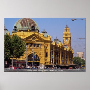 Flindersの通りの駅、メルボルン、Austra ポスター
