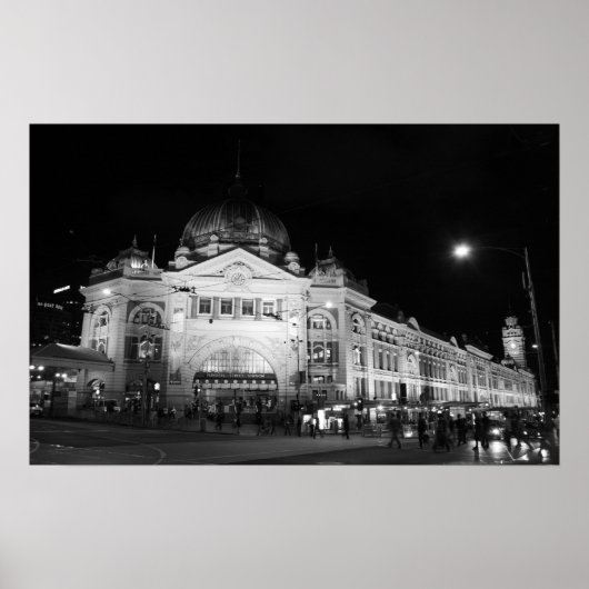 Flinders Station, Melbourne – 白黒ポスター ポスター (正面)
