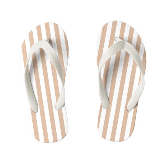 Flip Flops Children - Beige Stripe Pattern キッズビーチサンダル (フットベッド)