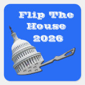 Flip The House Vote Blue 2026 スクエアシール (正面)