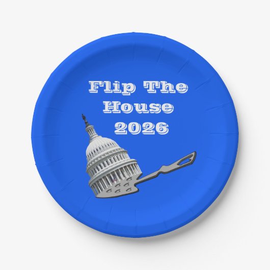 Flip The House Vote Blue 2026 ペーパープレート (正面)