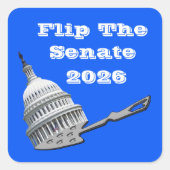 Flip The Senate Vote Blue 2026 スクエアシール (正面)