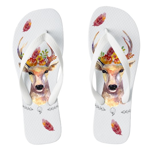 Flipflopパーソナライズされたサンダルboho deerバックヘッド ビーチサンダル (フットベッド)