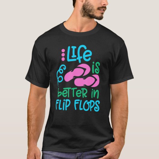 Flipflops夏のビーチサンダルBeacで生活が良い Tシャツ (正面)