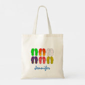 Flipflops image summer vacation beach name トートバッグ (裏面)