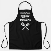 Flippin Awesome Personalized Black Grilling エプロン (正面)