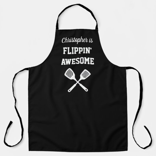 Flippin Awesome Personalized Black Grilling エプロン (正面)