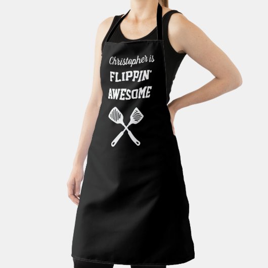 Flippin Awesome Personalized Black Grilling エプロン (インサイチュ)