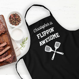 Flippin Awesome Personalized Black Grilling エプロン