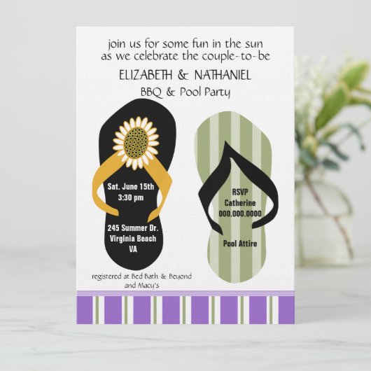 Flippin Out Copplesウェディングシャワープールパーティー 招待状 (スタンド正面)