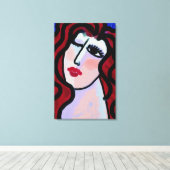 Flirt抽象芸術デジタルポートレートの女性 キャンバスプリント (インサイチュ (ウッドフロア))