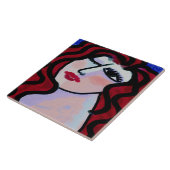 Flirt抽象芸術デジタルポートレートの女性 タイル (側面)