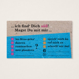 Flirt-Karte "Du bist süß!"; mit Kontaktfeldern