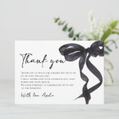 Flirtatious Black Bow Wedding Shower Thank You Car サンキューカード (スタンド正面)