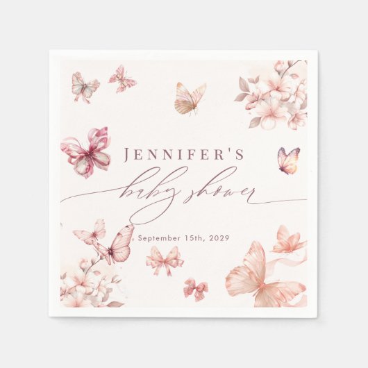Flirtatious Butterfly | Butterflies Baby Shower スタンダードカクテルナプキン (正面)