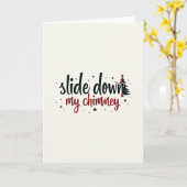 Flirty Christmas Card Slide Down My Chimney カード (黄色い花)