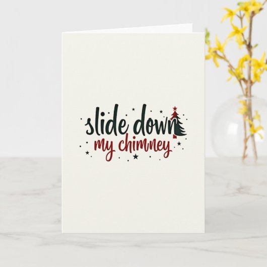 Flirty Christmas Card Slide Down My Chimney カード (黄色い花)