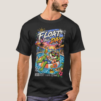 Float All Day - リラックスフロッグのサマーバイブス Tシャツ