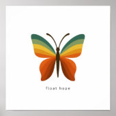 Float Hope Retro Rainbow Butterfly 12x12 Poster ポスター (正面)
