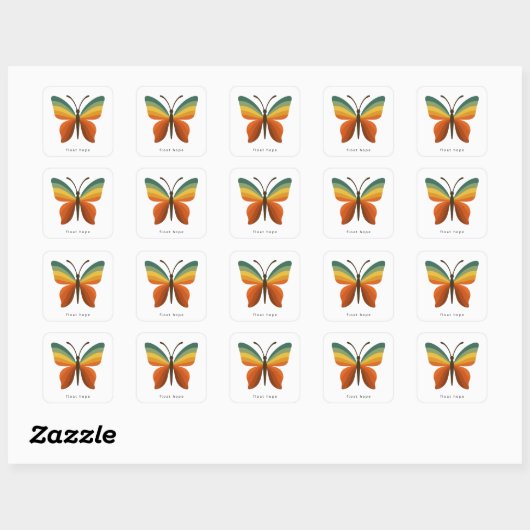 Float Hope Retro Rainbow Butterfly Square Sticker スクエアシール (シート)