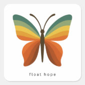 Float Hope Retro Rainbow Butterfly Square Sticker スクエアシール (正面)
