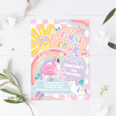 Float Into Four Pool Party Rainbow 4th Birthday 招待状
