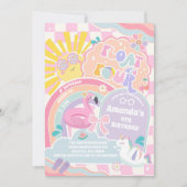 Float Into Four Pool Party Rainbow 4th Birthday 招待状 (正面)