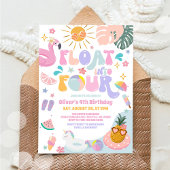 Float Into Four Pool Party Summer 4th Birthday 招待状