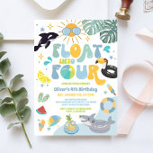 Float Into Four Pool Party Summer 4th Birthday 招待状