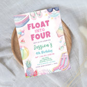 Float Into Four - Summer Girl Birthday Party 招待状