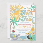 Float Into Four Summer Party 4th Birthday 招待状 (正面)