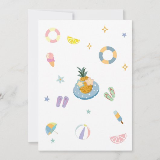 Float Into Four Summer Party 4th Birthday 招待状 (裏面)