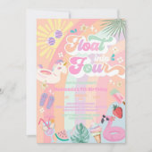 Float Into Four Summer Rainbow Sun 4th Birthday  招待状 (正面)