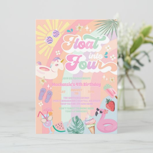 Float Into Four Summer Rainbow Sun 4th Birthday 招待状 (スタンド正面)