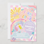 Float Into Four Sun Rainbow Disco 4th Birthday 招待状 (正面)