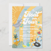 Float Into Four Tropical Summer 4th Birthday 招待状 (正面)