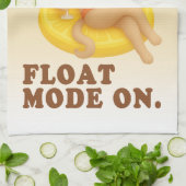 Float Mode On: Summer Cat Lemon Pool Party Art キッチンタオル (折り畳み)