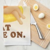 Float Mode On: Summer Cat Lemon Pool Party Art キッチンタオル (四つ折り)