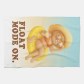 Float Mode On: Summer Cat Lemon Pool Party Art キッチンタオル (横)