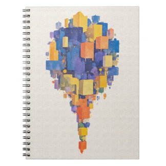 Floating Abstract City Cubes Watercolor Geometric ノートブック