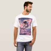 Floating Astronaut Coffee Lover Funny Space Tシャツ (正面フル)