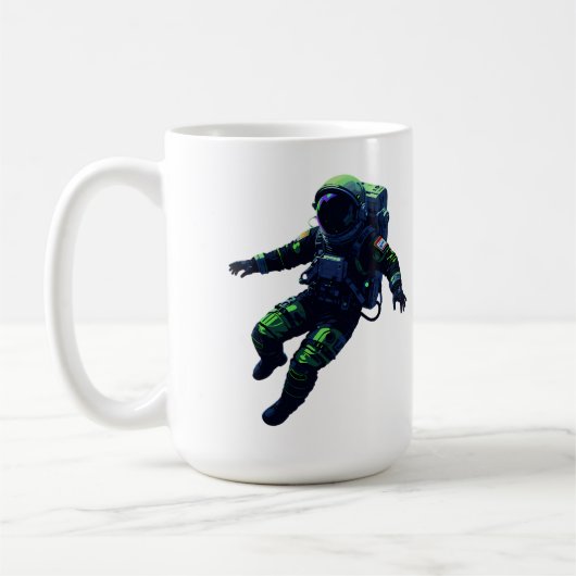 Floating Astronaut in Space Suit Illustration コーヒーマグカップ (左)