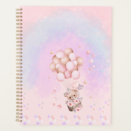 Floating Bear with Balloons – Soft Pastel Dreamsca プランナー手帳 (正面)