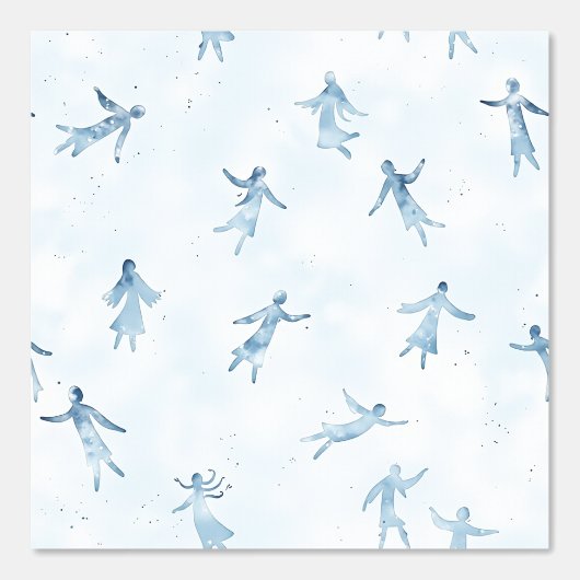 Floating Blue Watercolor Figures 壁紙 (正面)