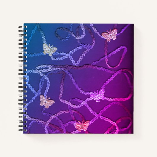 Floating Butterflies Spiral Notebook (Purple) ノートブック (正面)